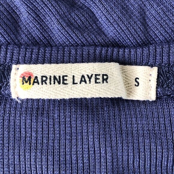 Marine Layer Women’s Ribbed Twist Front Purple Short Sleeve T-shirt Size Small - Picture 3 of 12